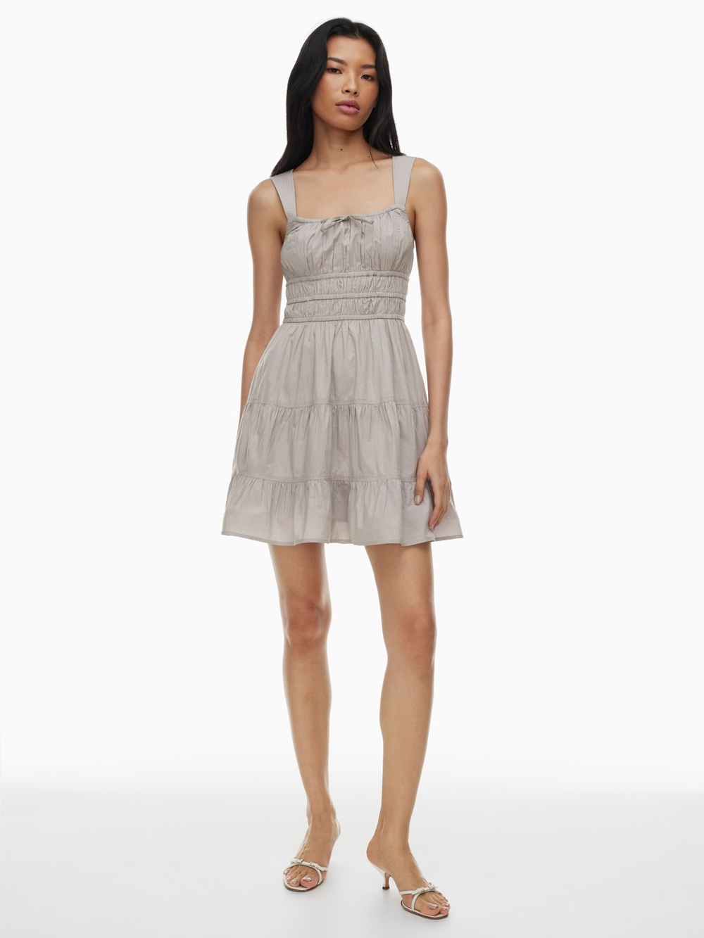 Aritzia Sunday Best Martine Poplin Dress in Taupe